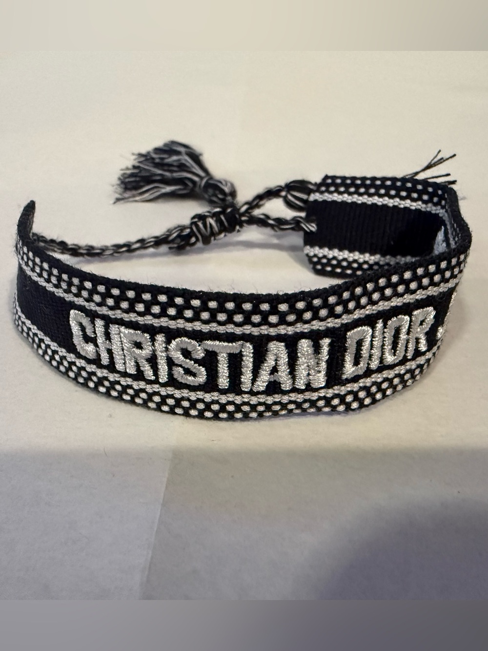 Custom Hand made CD Black and White Christian Dior J’ADIOR Woven Bracelet Unisex